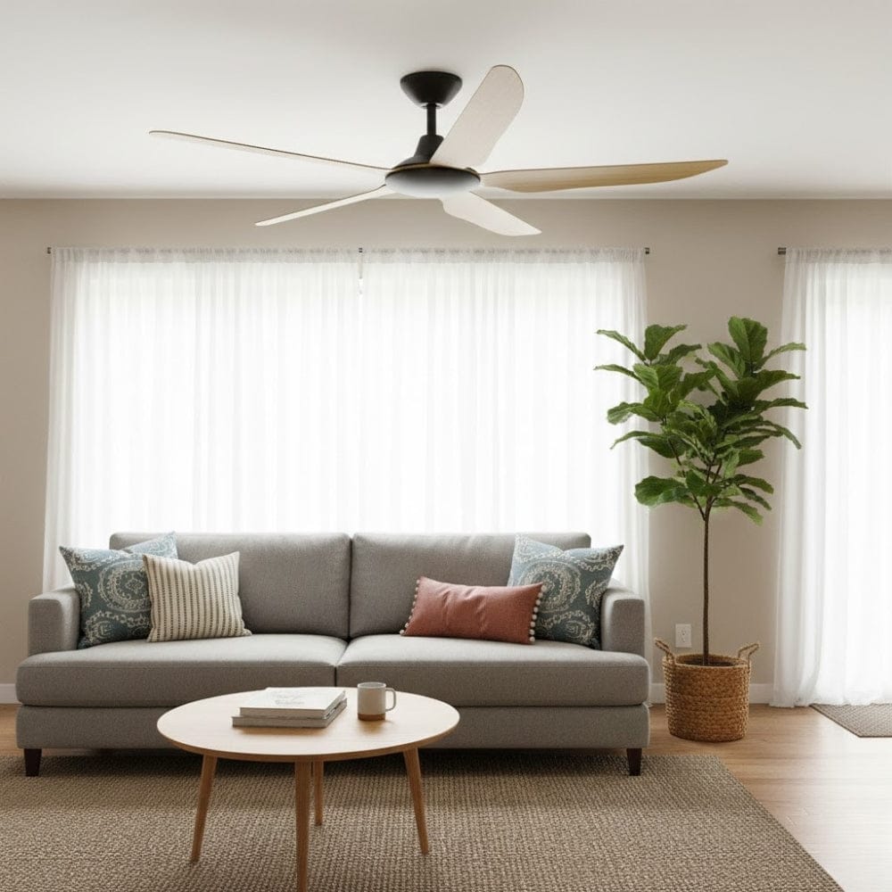 Without Light Storm Ceiling Fan Black with Bamboo Blades - No Light
