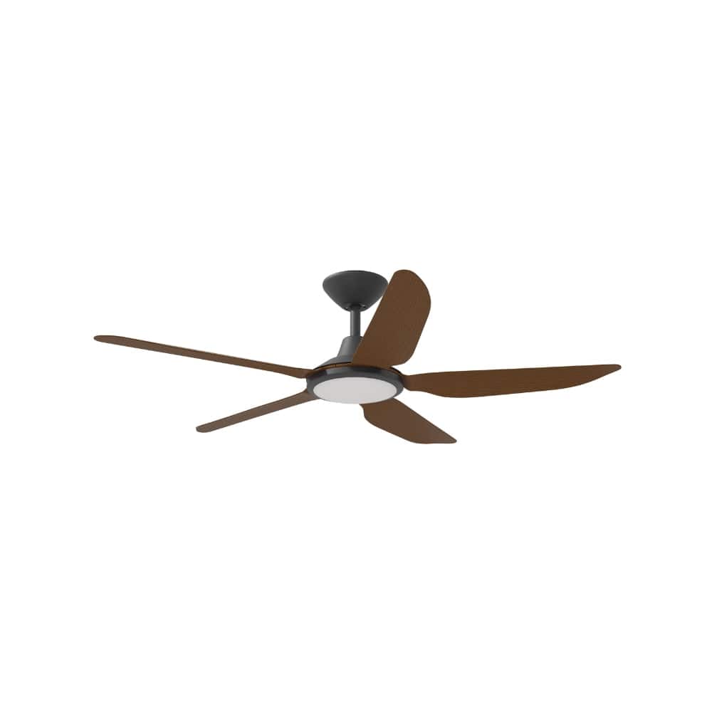 With Light Storm Ceiling Fan Black with Koa Blade with Light