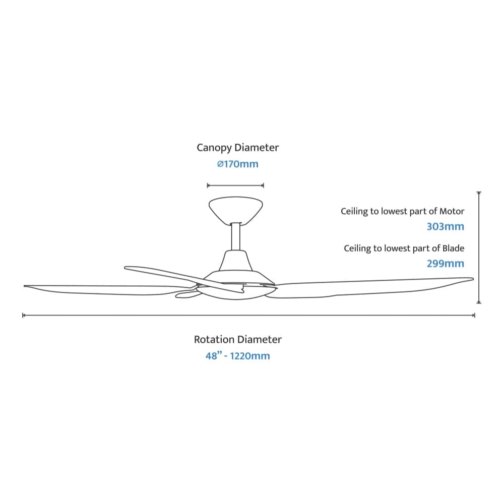Without Light Storm Ceiling Fan White with Bamboo Blades - No Light
