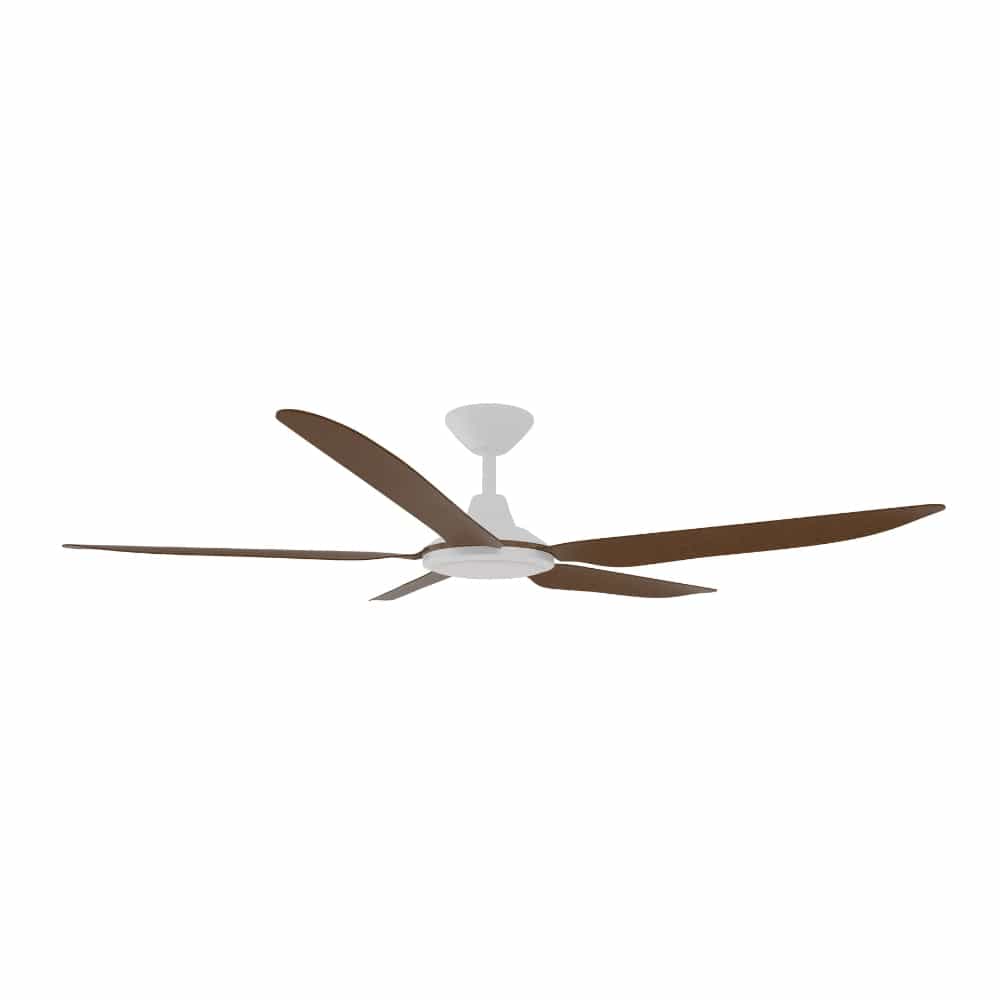 With Light Storm Ceiling Fan White with Koa Blade with Light