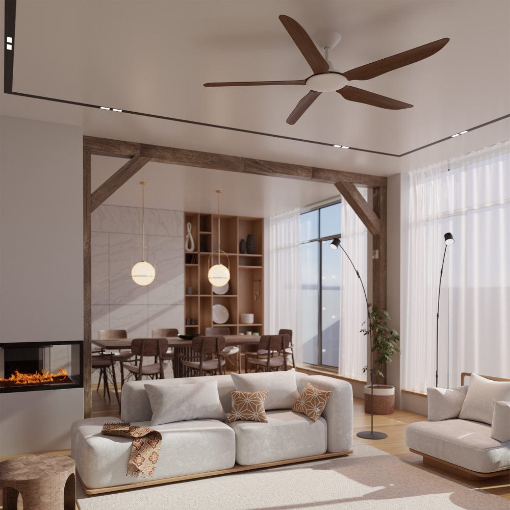 Without Light Storm Ceiling Fan White with Koa Blades