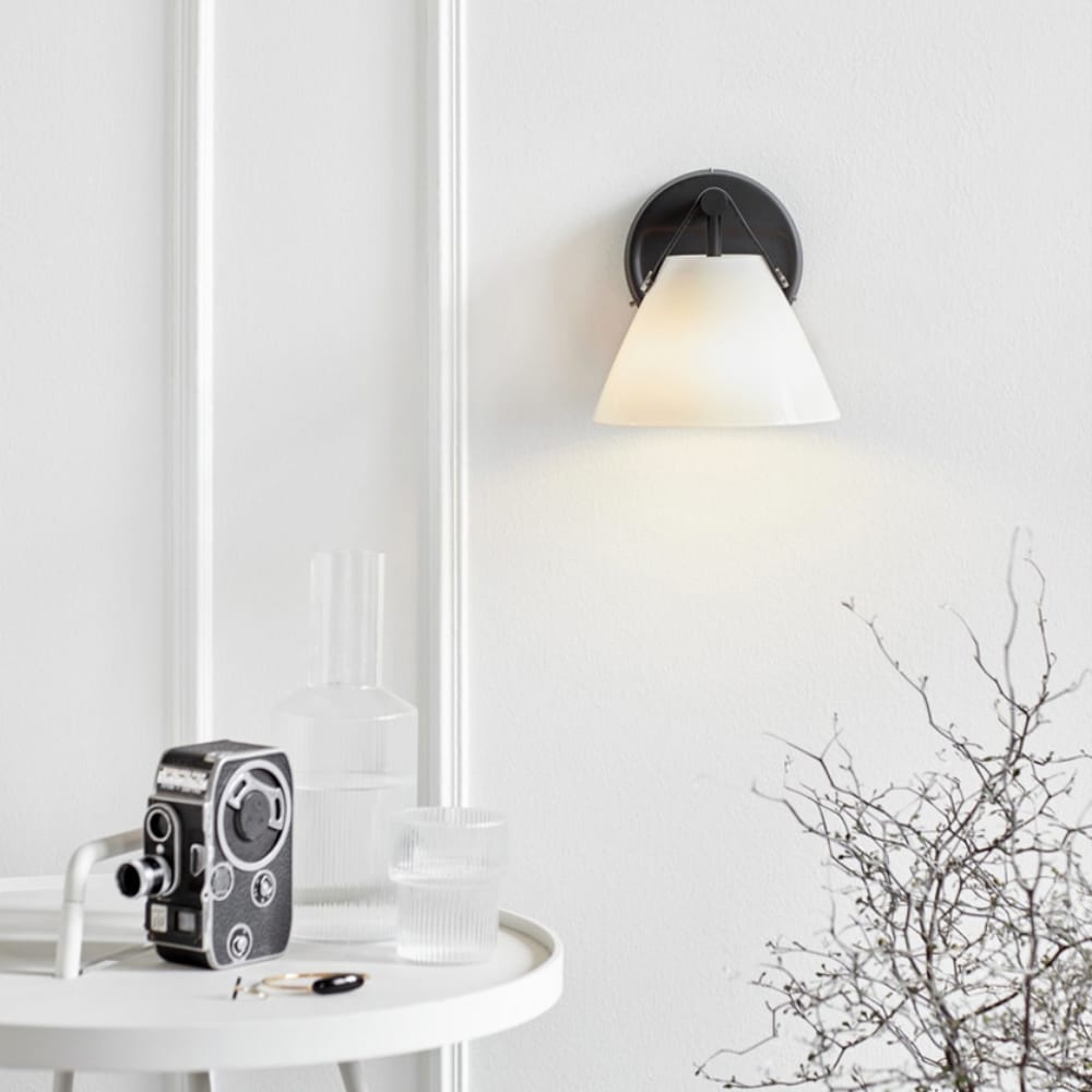 Bedside Wall Lights Strap 15 Wall Glass w/ Black (Excess Stock)