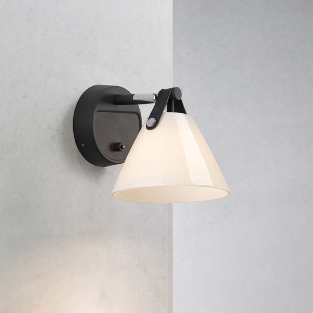 Bedside Wall Lights Strap 15 Wall Glass w/ Black (Excess Stock)