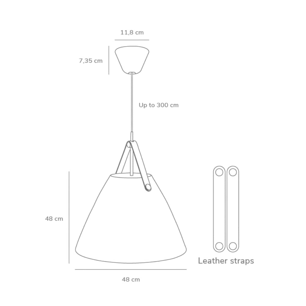 Interior Pendant Strap 48 White Metal (Excess Stock)