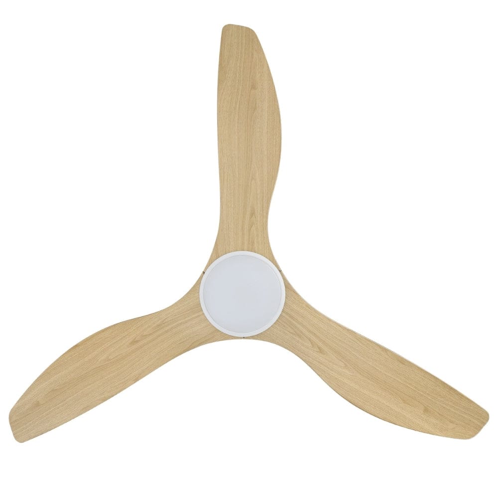 With Light Surf Ceiling Fan Matte White & Oak with Light
