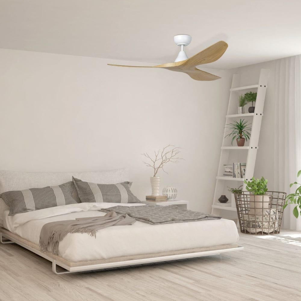 Without Light Surf Ceiling Fan Matte White with Oak