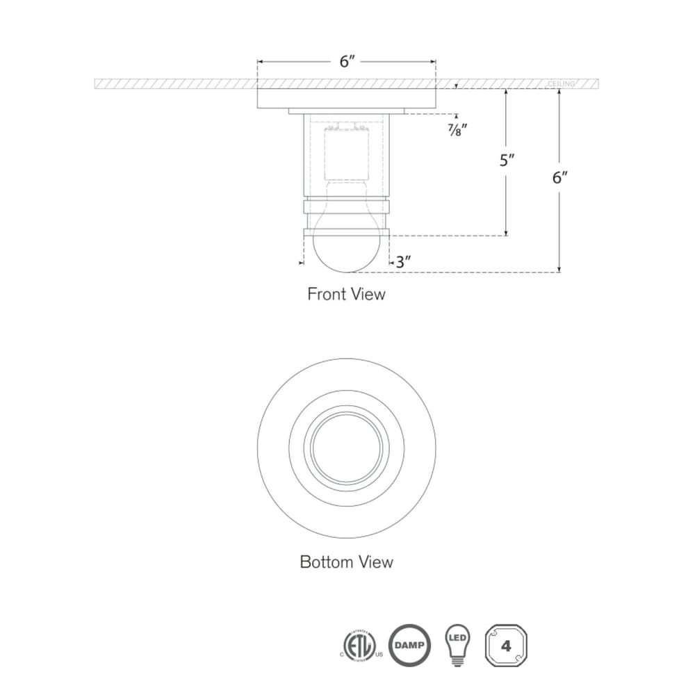 Interior Flush & Semi Flush Top Hat Mini Monopoint Flush Mount