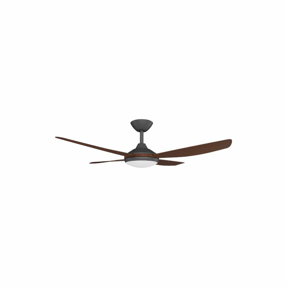 With Light Vanga DC Ceiling Fan Black with Koa Blades - With Light