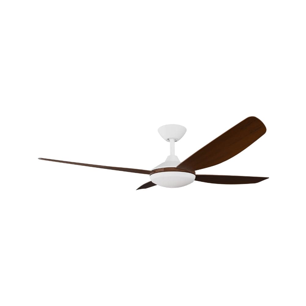 With Light Vanga DC Ceiling Fan White with Koa Blades - With Light