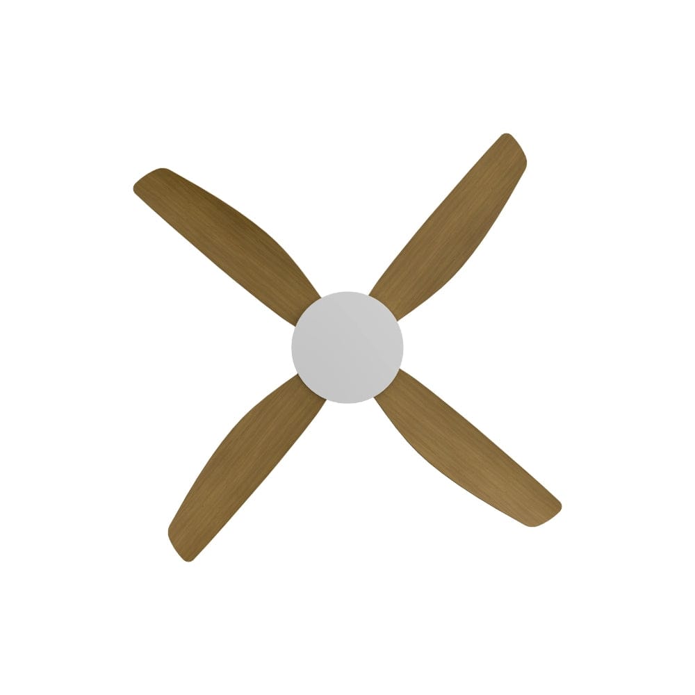 Without Light Vanga DC Ceiling Fan White with Teak Blades - No Light