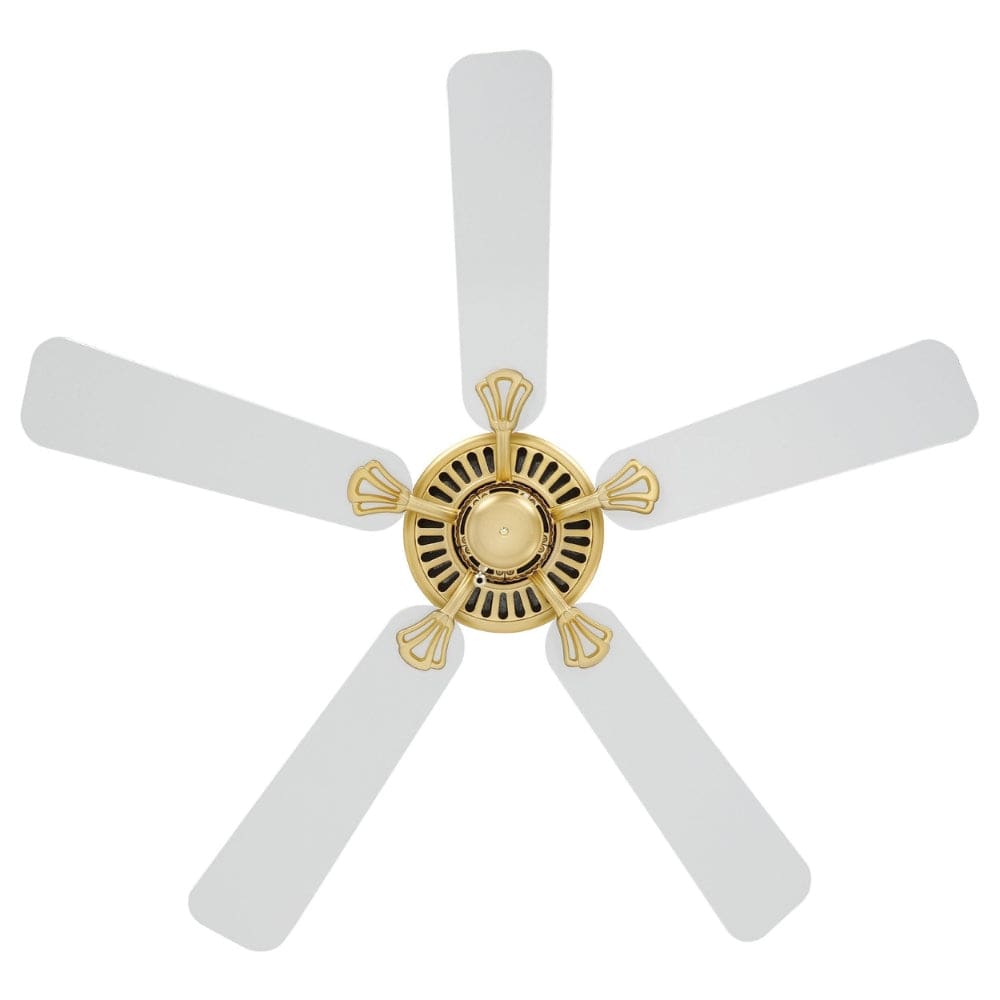 Without Light Waikiki Ceiling Fan Brass with White Blades