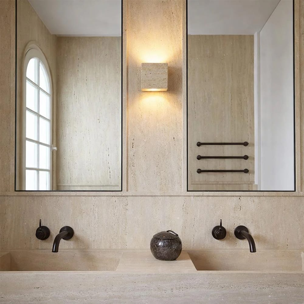 Interior Wall Light / Sconce Wisp Travertine Cube Up/Down Wall Light
