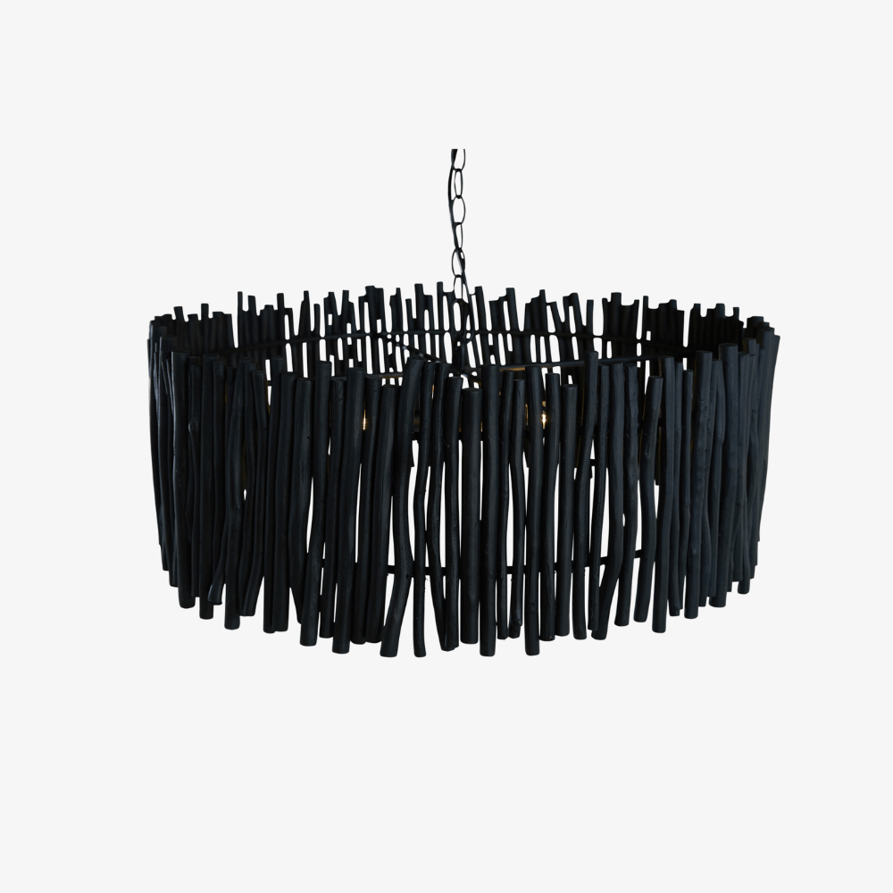 Interior Pendant Wood Candlestick Round Chandelier