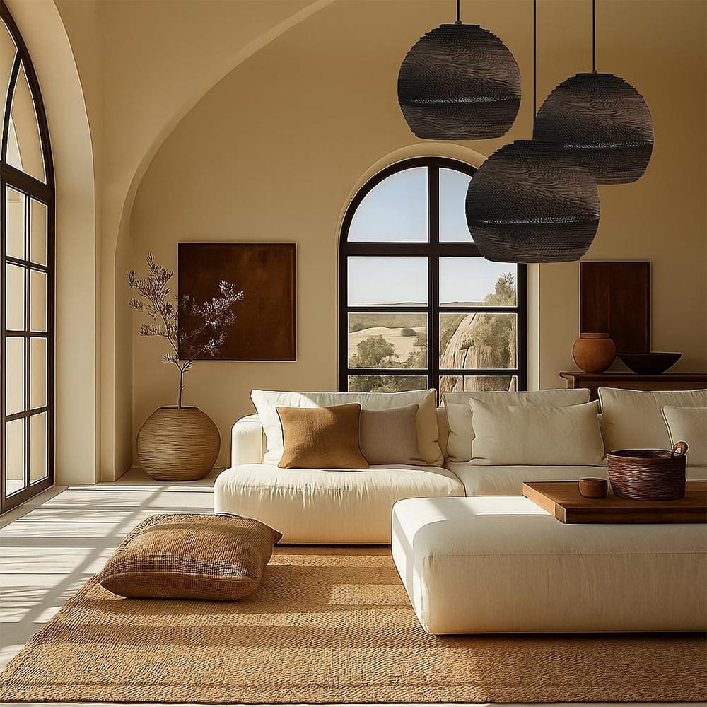 Interior Pendant Zanora Recycled Cardboard Pendant Light Round