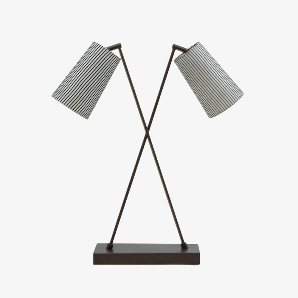 Table Lamps Bronze Crossover Double Shade Table Lamp