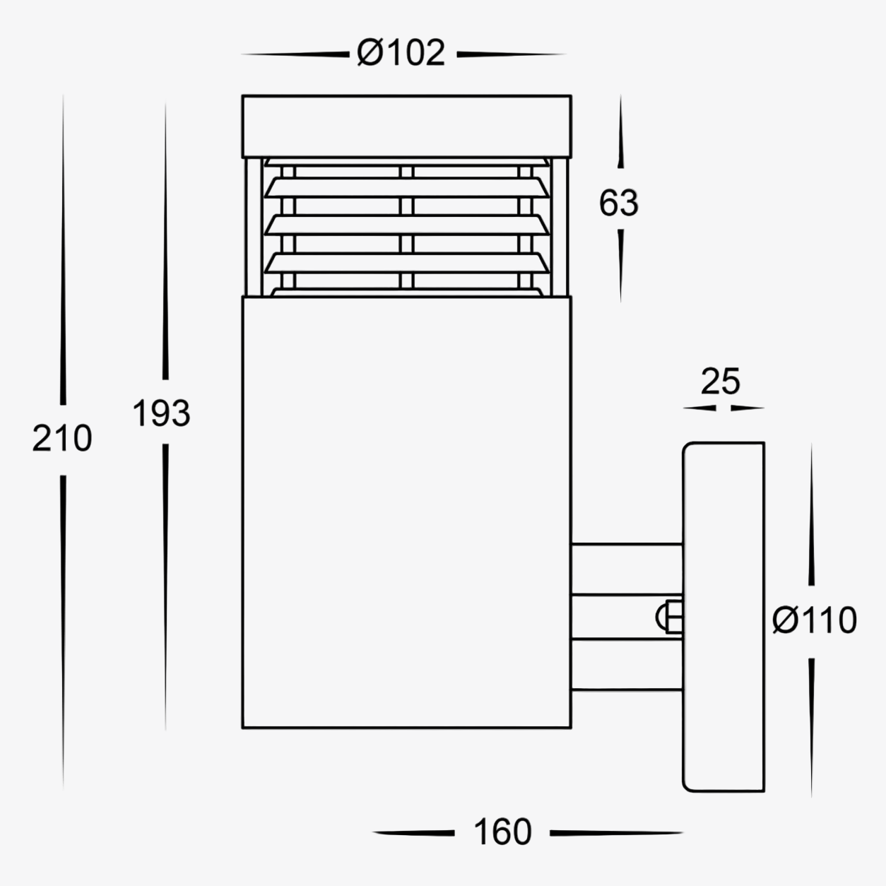 Exterior Wall Light Mini Louvre Wall Light