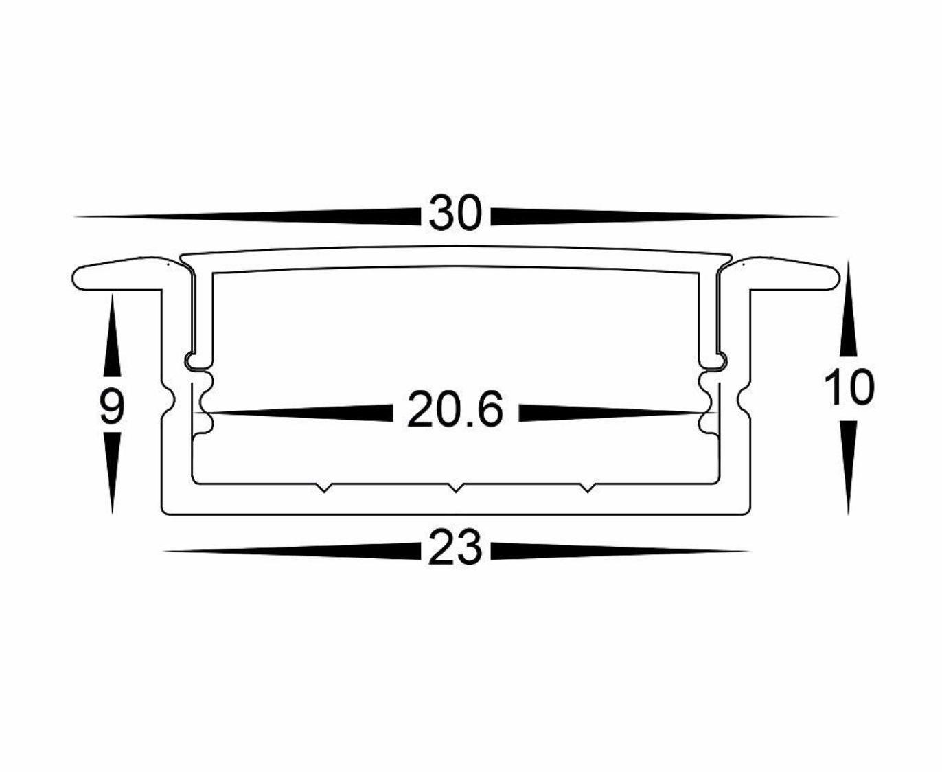 Profiles Recessed Profile - Shallow Square Winged - HV9695-2810 lighting shops lighting stores LED lights lighting designer