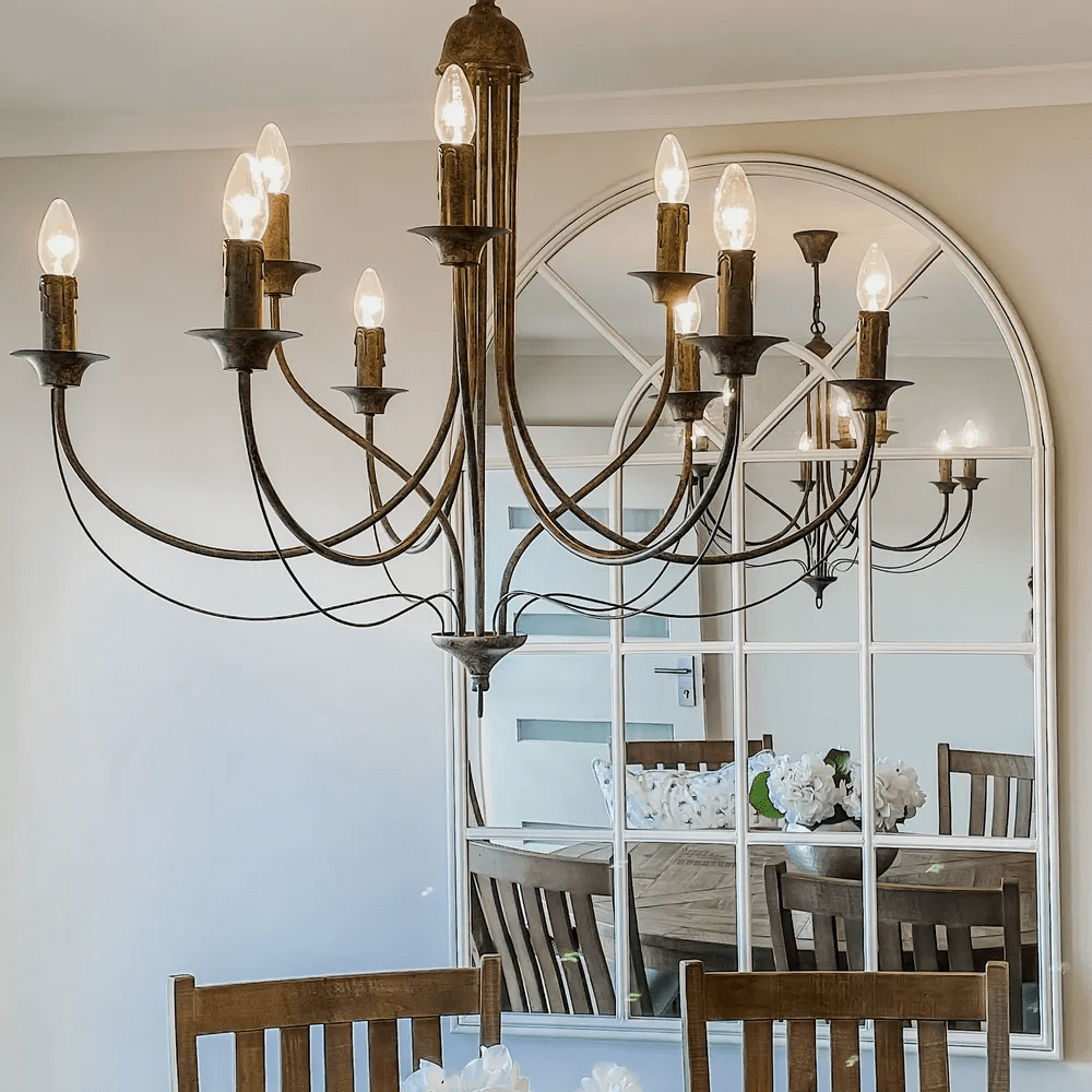 Chandelier 9 Arm Taupe Iron Chandelier 9 Lights