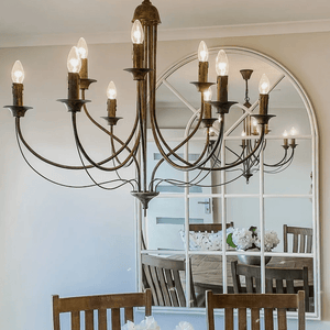 Chandelier 9 Arm Taupe Iron Chandelier 9 Lights