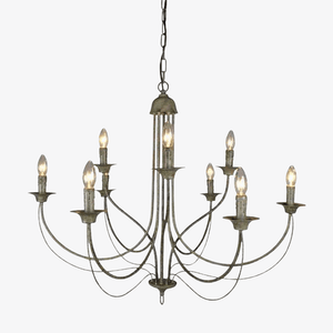 Chandelier 9 Arm Taupe Iron Chandelier 9 Lights
