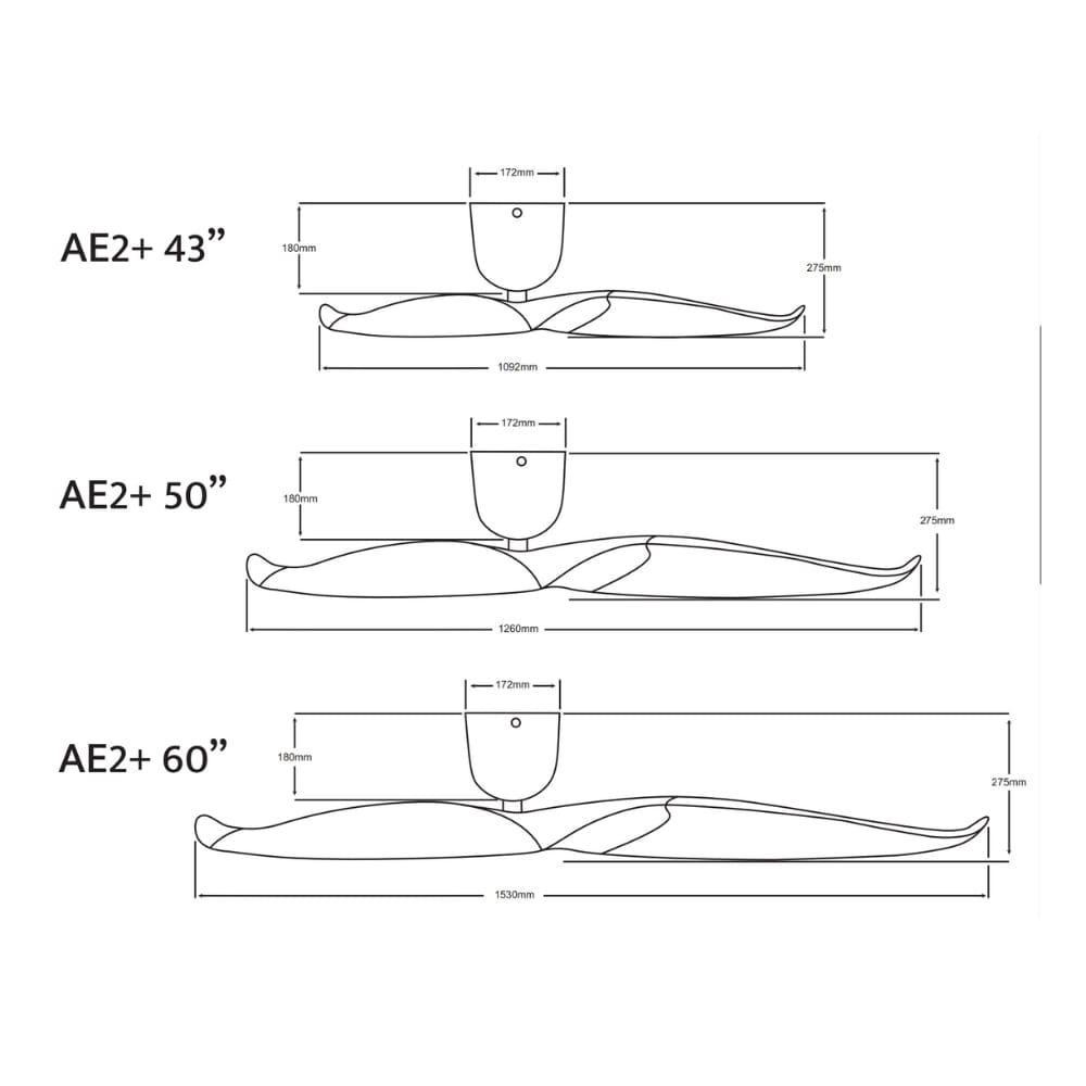 Without Light AE2+ Ceiling Fan White - No Light