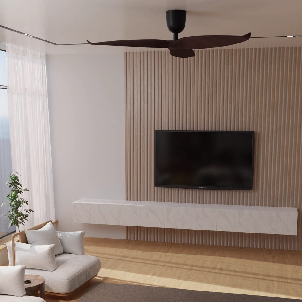 Without Light AE3+ Ceiling Fan Black with Dark Timber - No Light