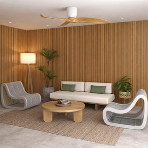 Without Light AE3+ Ceiling Fan Light Woodgrain and White