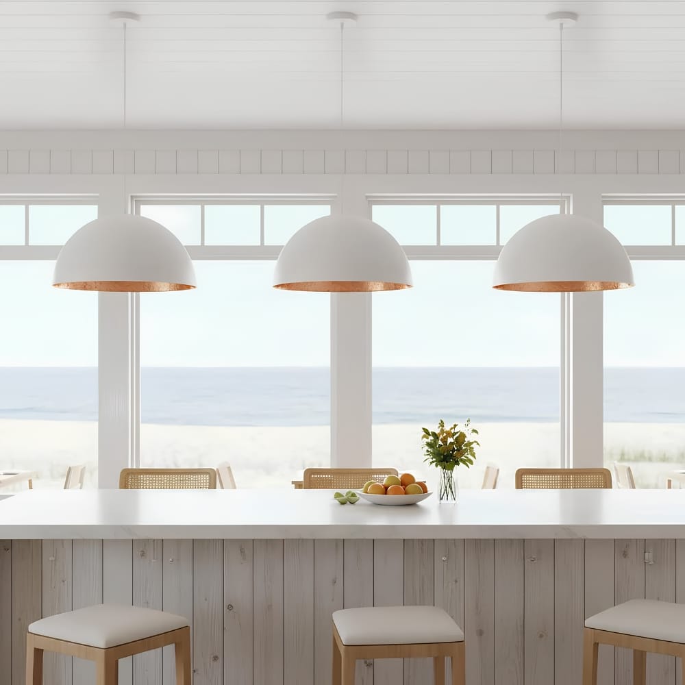 Interior Pendant Alfresco Dome Ceiling Pendant White and Copper (Excess Stock)