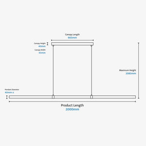 Linear Pendant Aquila Timber Tubular LED Linear Pendant with Brass Finish Collar