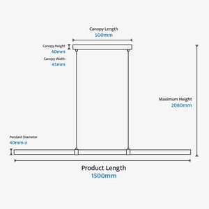 Linear Pendant Aquila Timber Tubular LED Linear Pendant with Brass Finish Collar