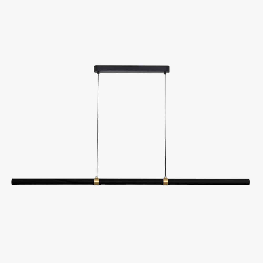 Linear Pendant Aquila Timber Tubular LED Linear Pendant with Brass Finish Collar