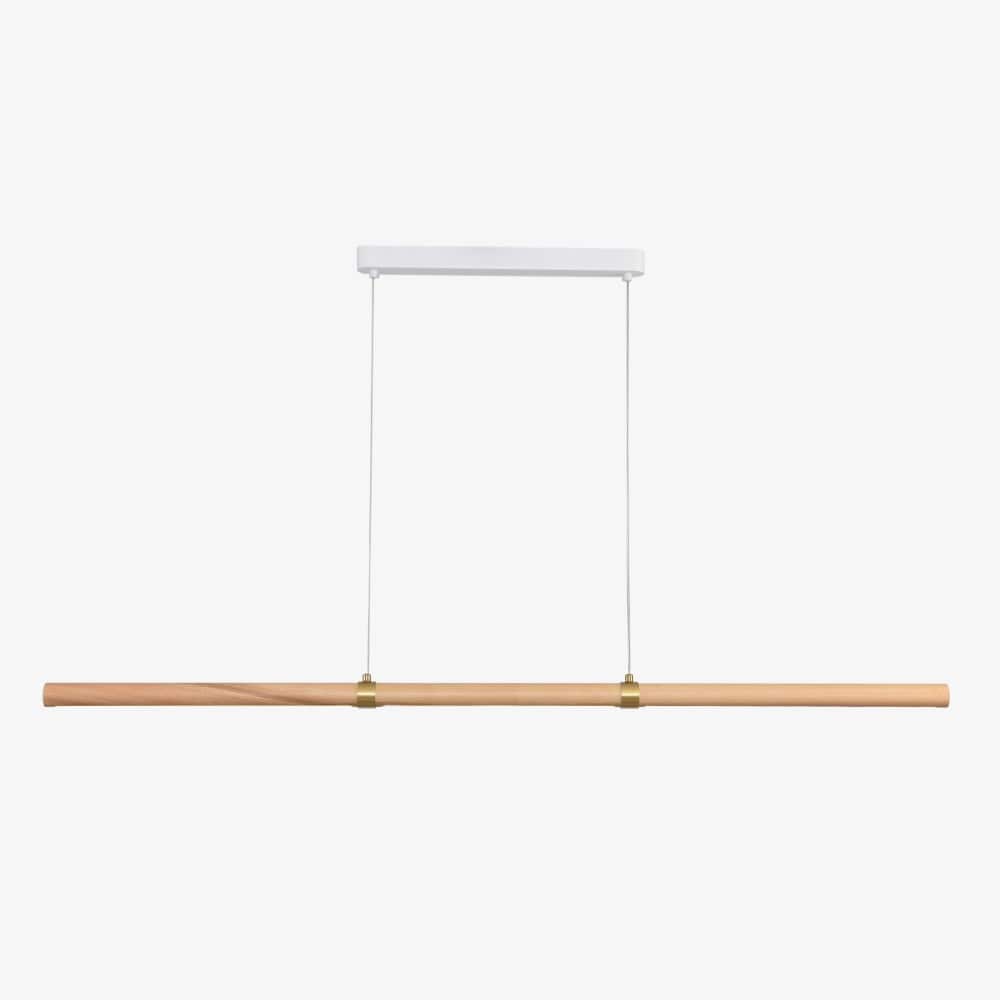 Linear Pendant Aquila Timber Tubular LED Linear Pendant with Brass Finish Collar