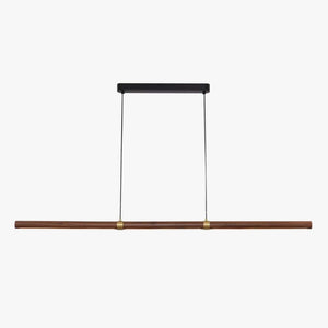 Linear Pendant Aquila Timber Tubular LED Linear Pendant with Brass Finish Collar