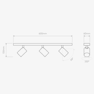 Bar & Spot Ascoli Triple Bar Light