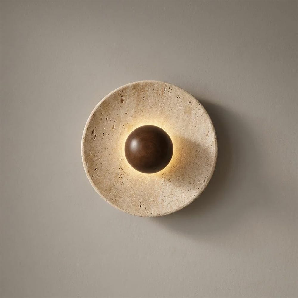 Interior Wall Light / Sconce Aska Natural Stone & Wood Wall Sconce