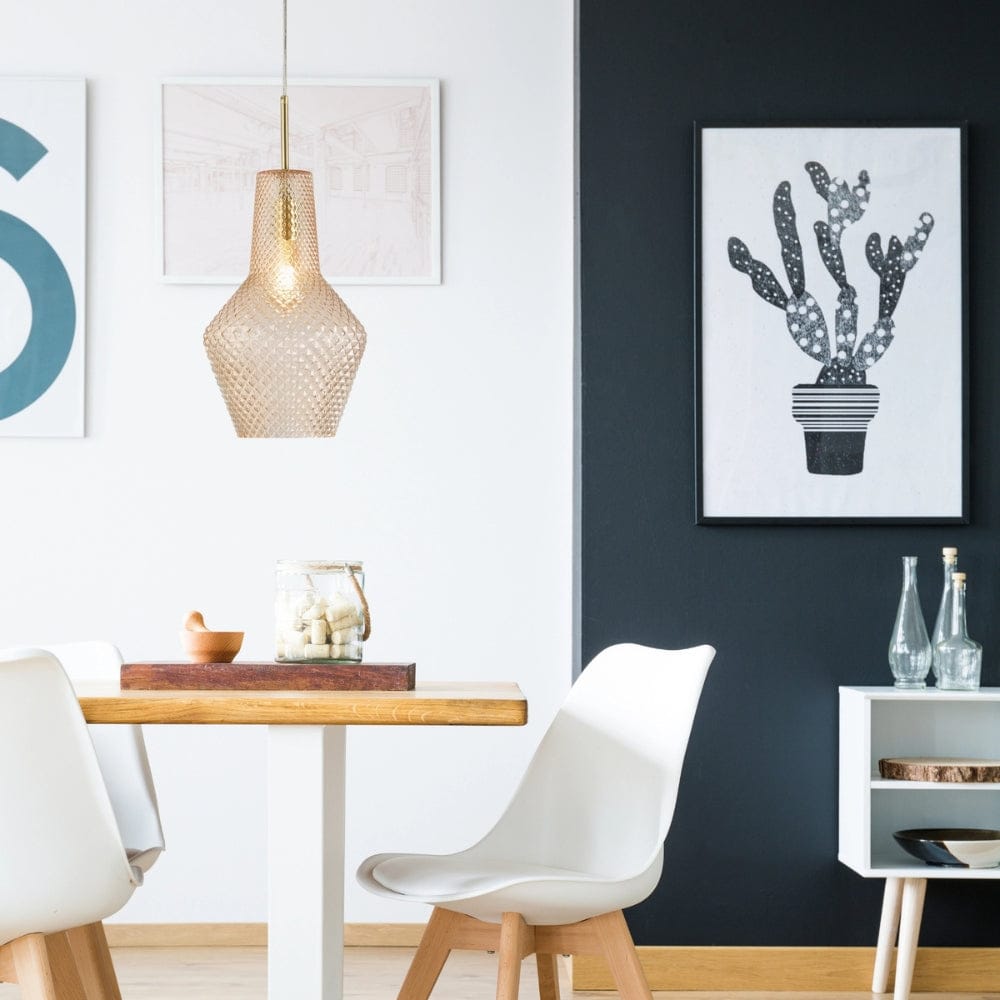 Interior Pendant Avian Diamond Cut Glass 1 Light Pendant