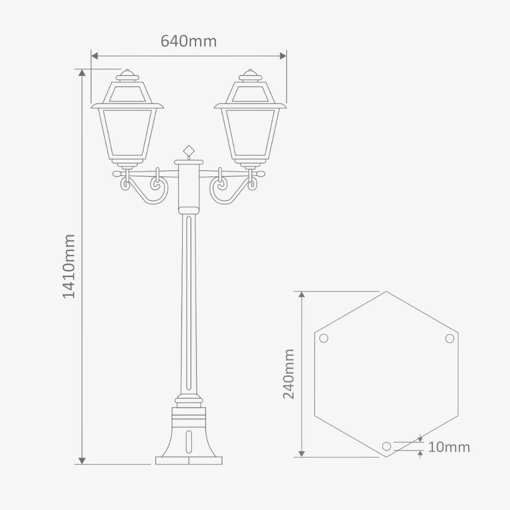 Post Lights Avignon Twin Head Short Post Light