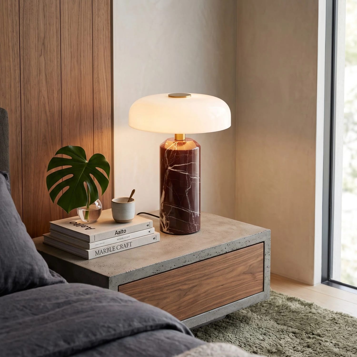 Portables Avra Aubergine Marble Touch Table Lamp