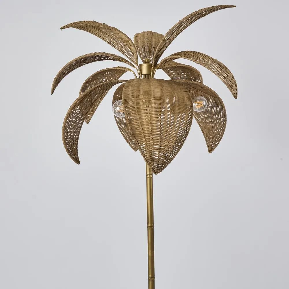Floor Lamps Bali Brass & Rattan Floor Lamp