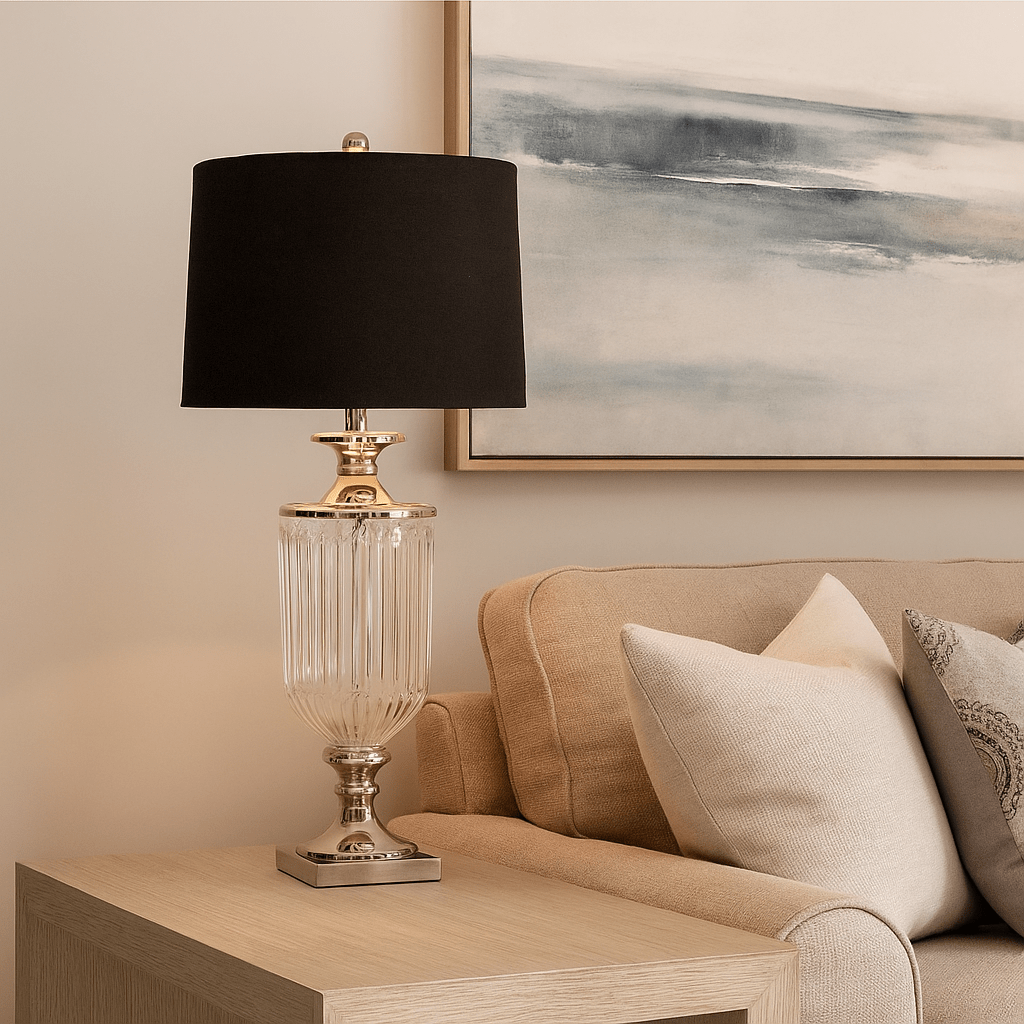 Table Lamps Bellevue Glass Nickel Table Lamp