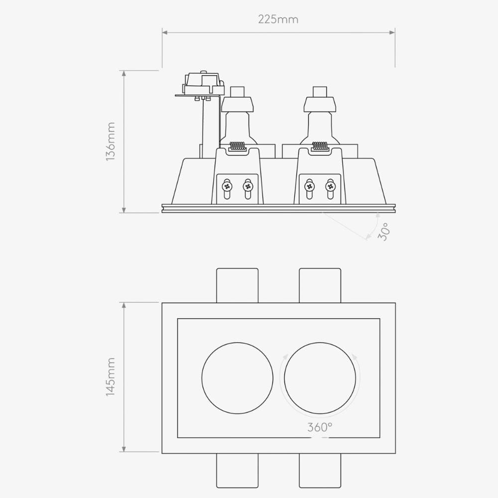 Interior Flush & Semi Flush Blanco Twin Adjustable Downlight