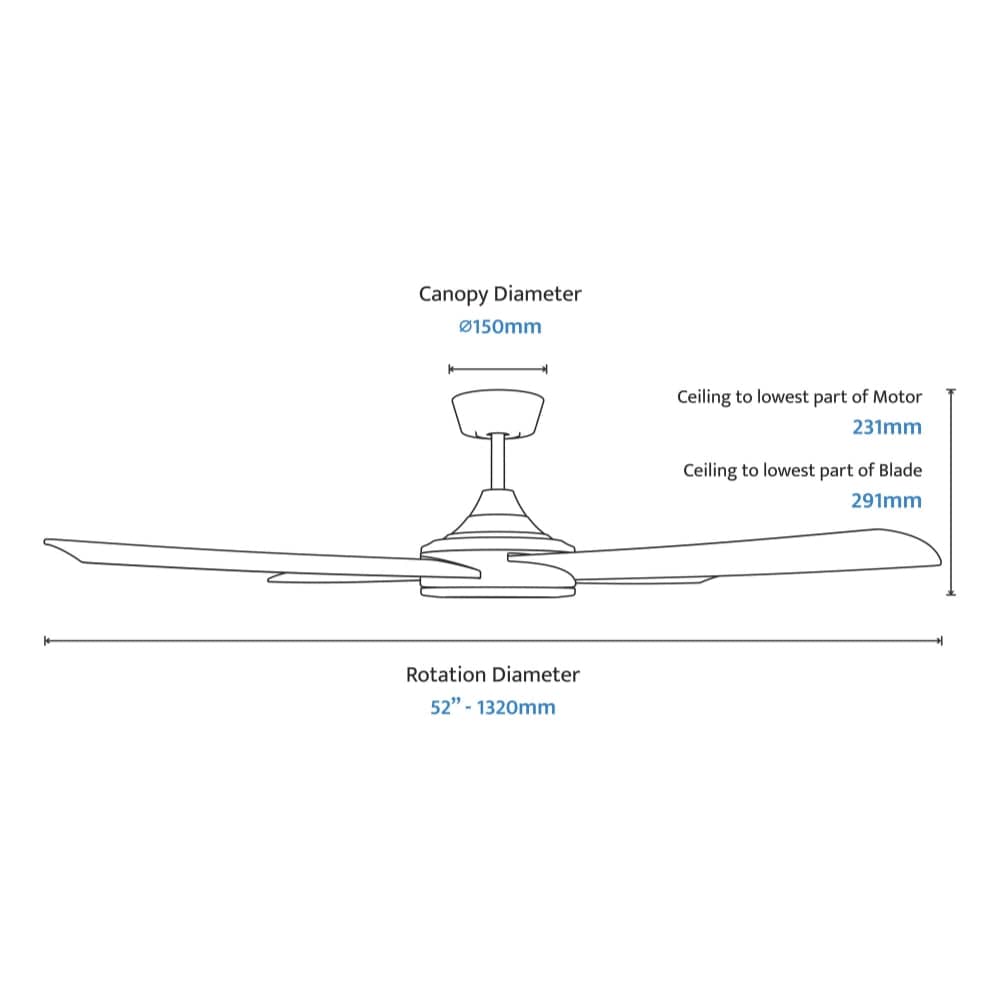 Without Light Breeze Silent DC Ceiling Fan Black