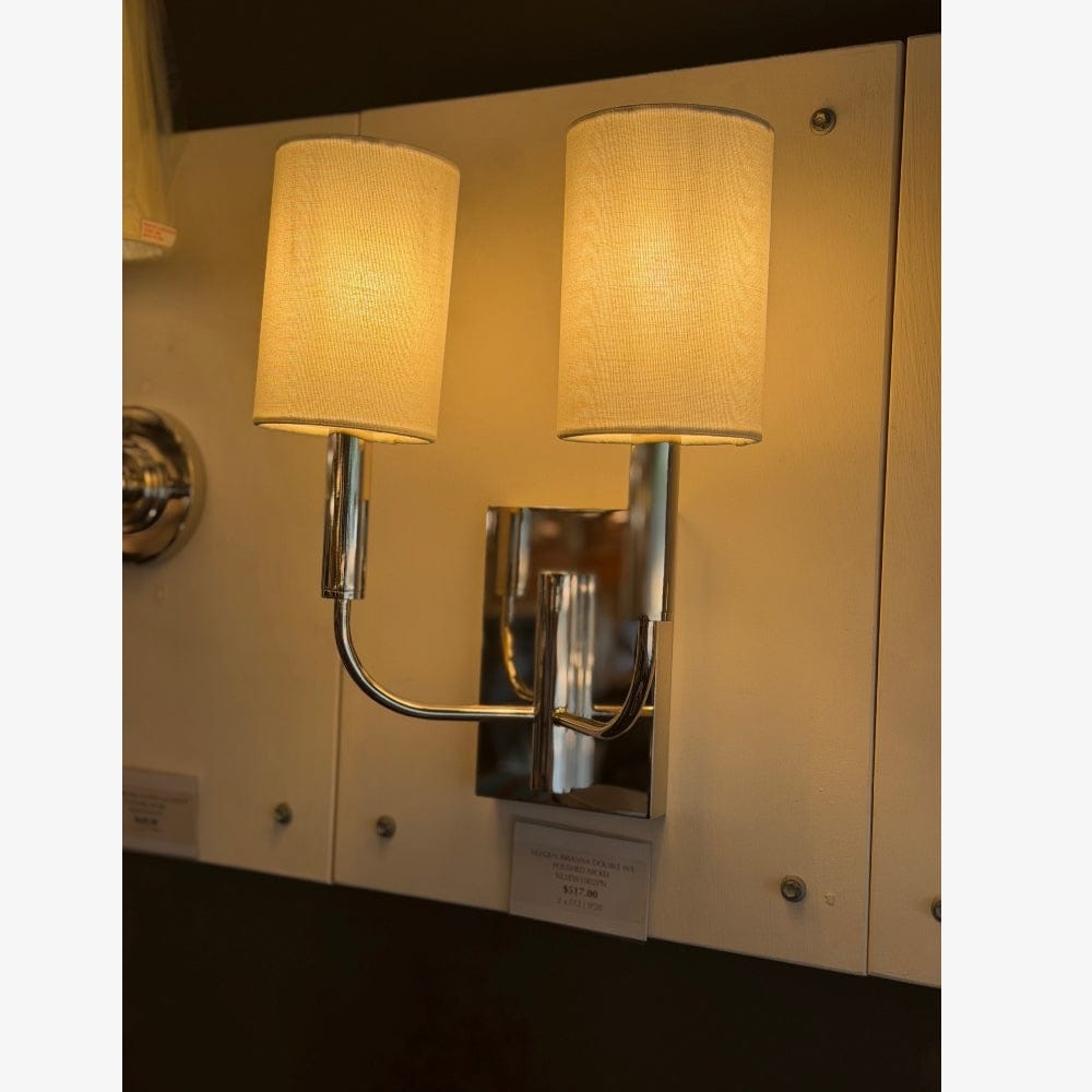 Interior Wall Light / Sconce Brianna Double Wall Light - Polished Nickel - CLEARANCE (Ex-display)