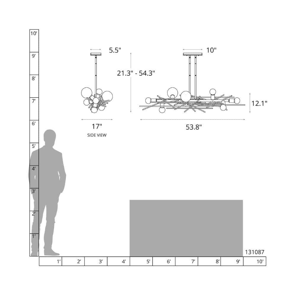 Linear Pendant Brindille 8 Light Linear Pendant