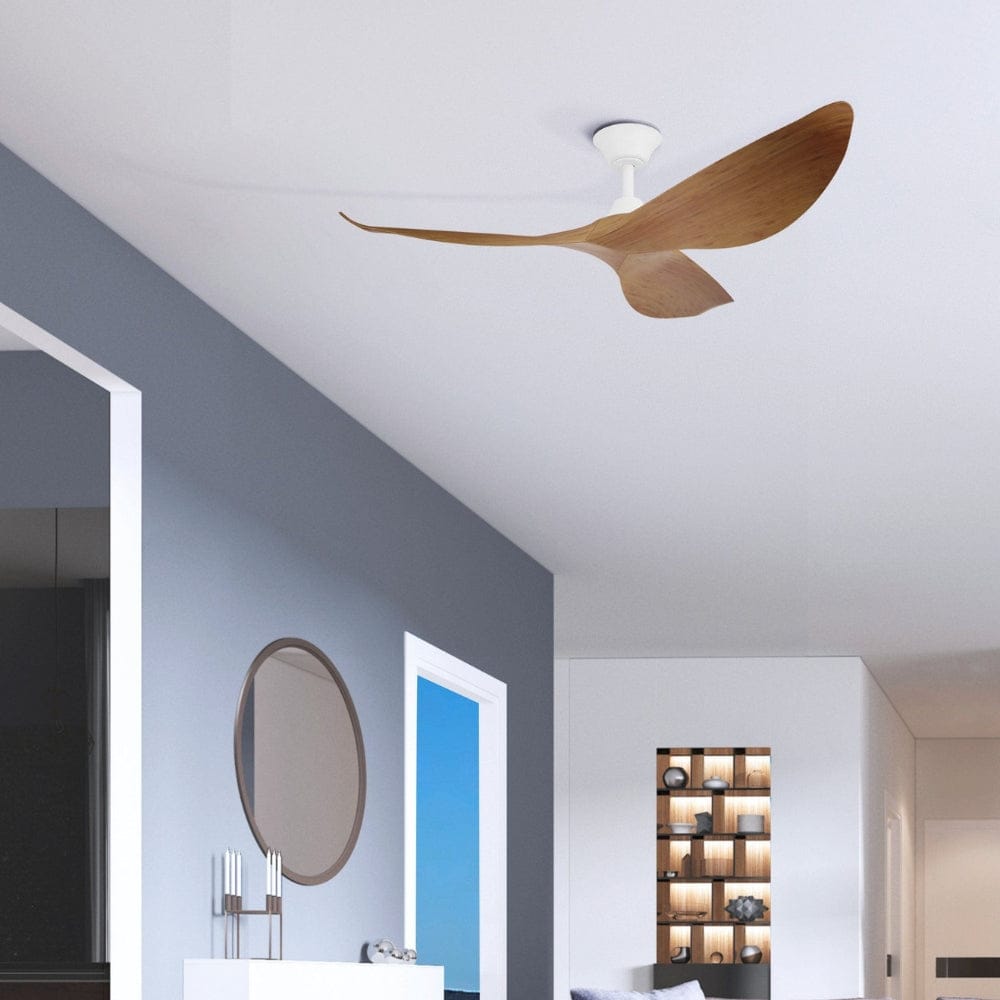 Without Light Cabarita Ceiling Fan White with Bamboo Blades
