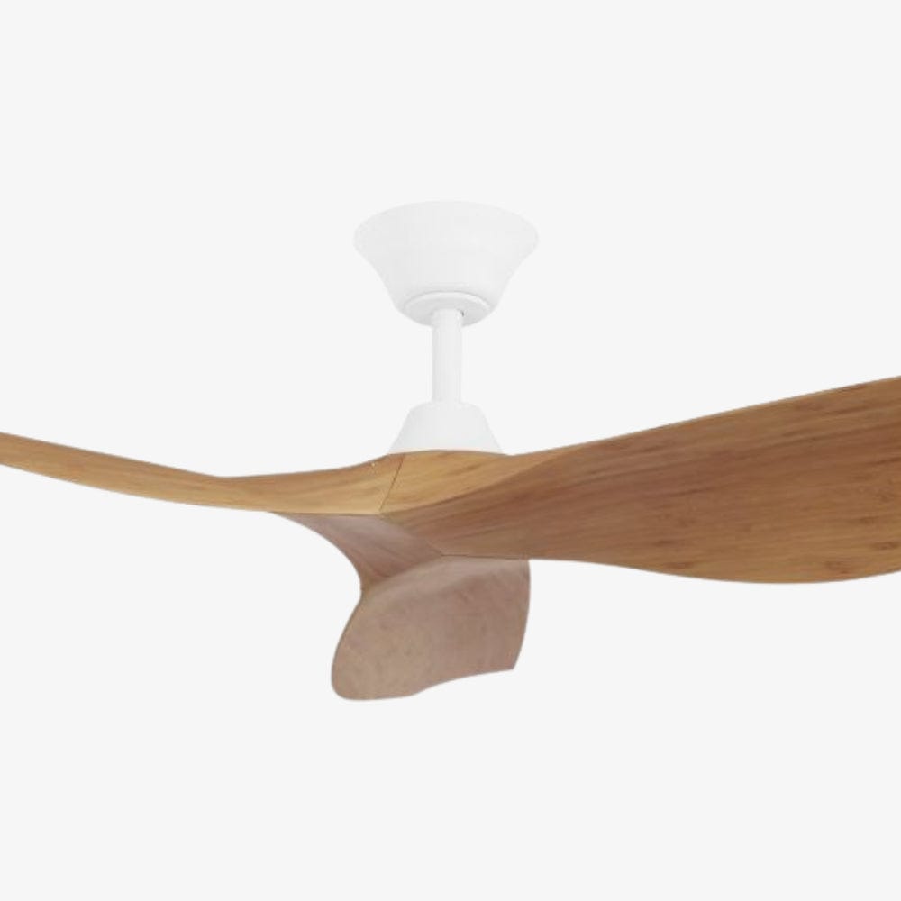 Without Light Cabarita Ceiling Fan White with Bamboo Blades