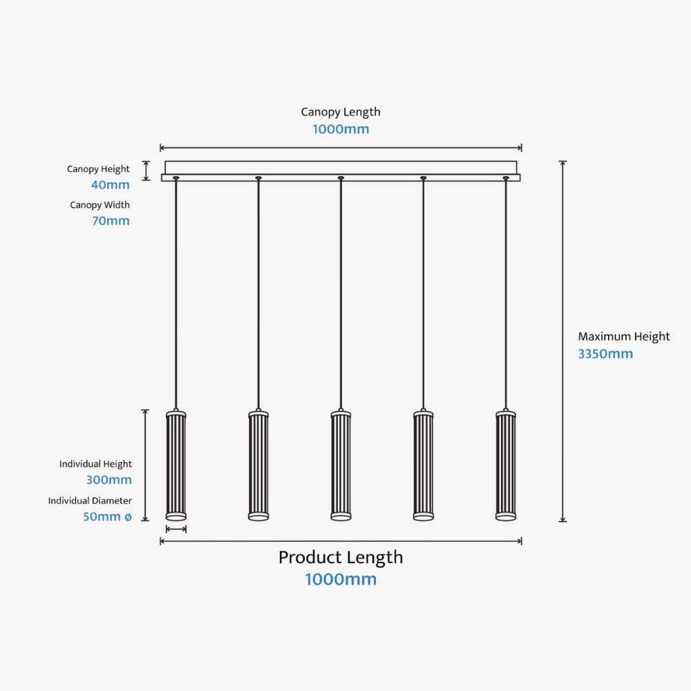 Linear Pendant Charm Modern Fluted 5 Light Linear Pendant