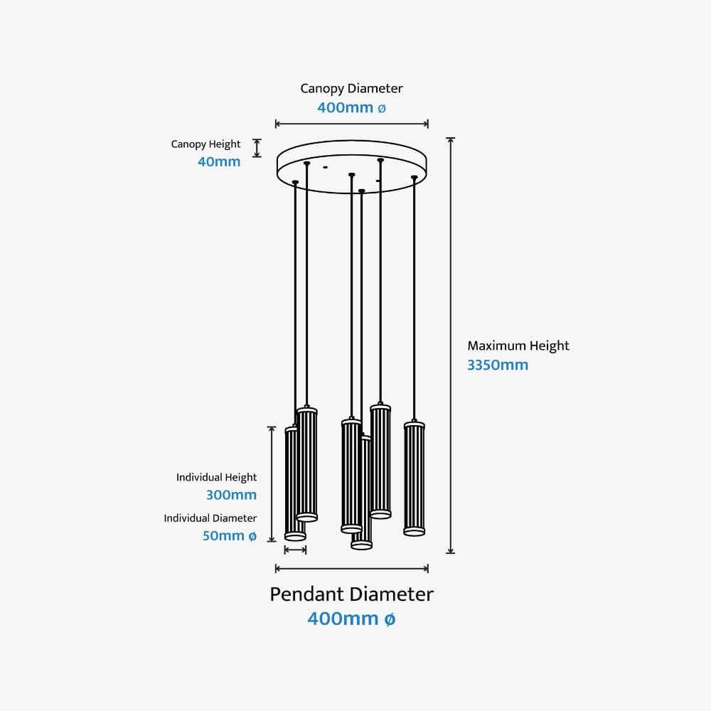 Interior Pendant Charm Modern Fluted 6 Light Cluster Pendant
