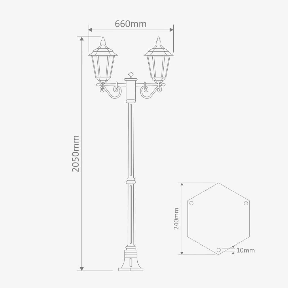 Post Lights Chester Twin Head Medium Post Light