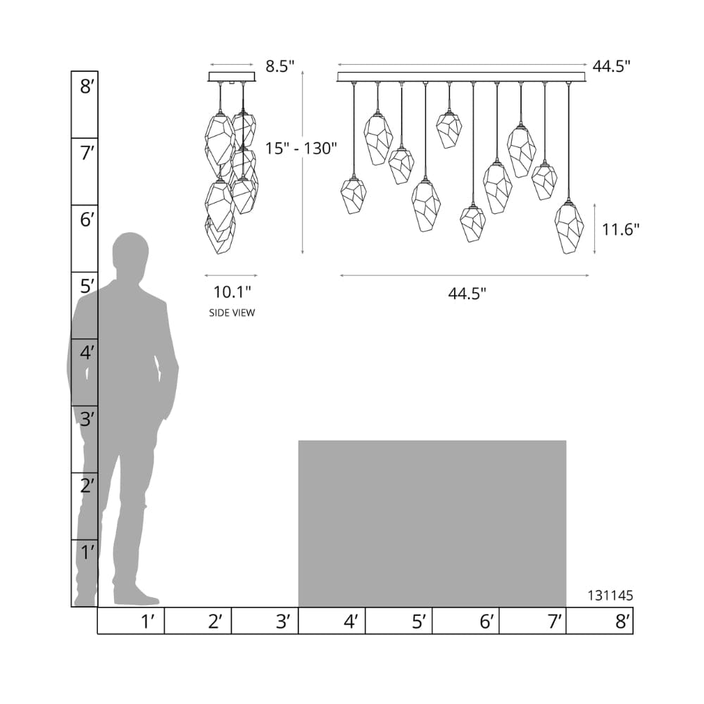 Linear Pendant Chrysalis 10 Light Mixed Crystal Linear Pendant